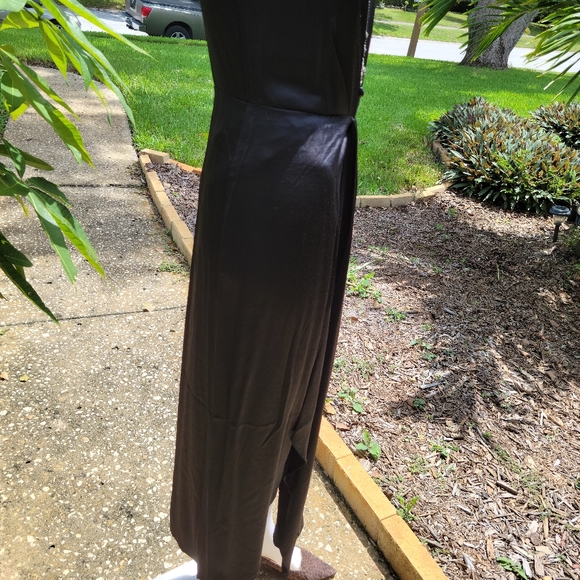 Express satin v-neck midi dress black small - Picture 6 of 10